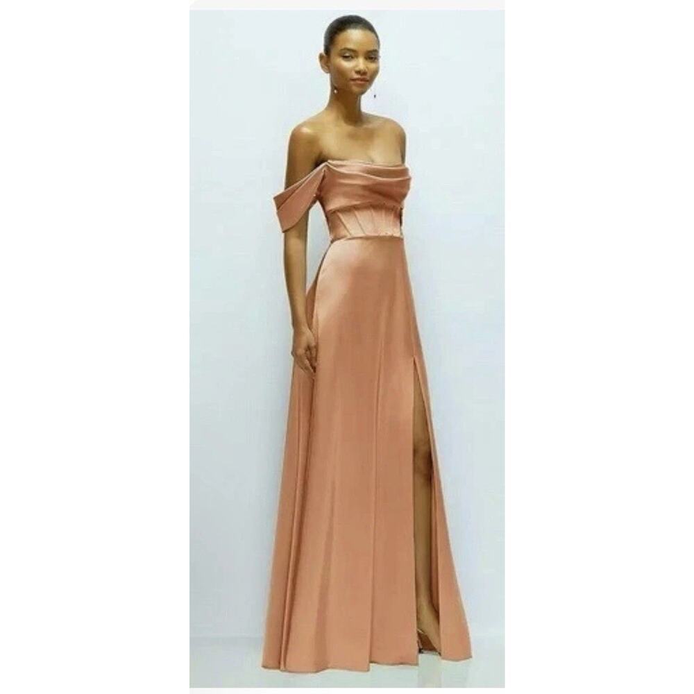 After Six Copper Penny Satin Convertable Gown Size 4 $269 6898 NEW